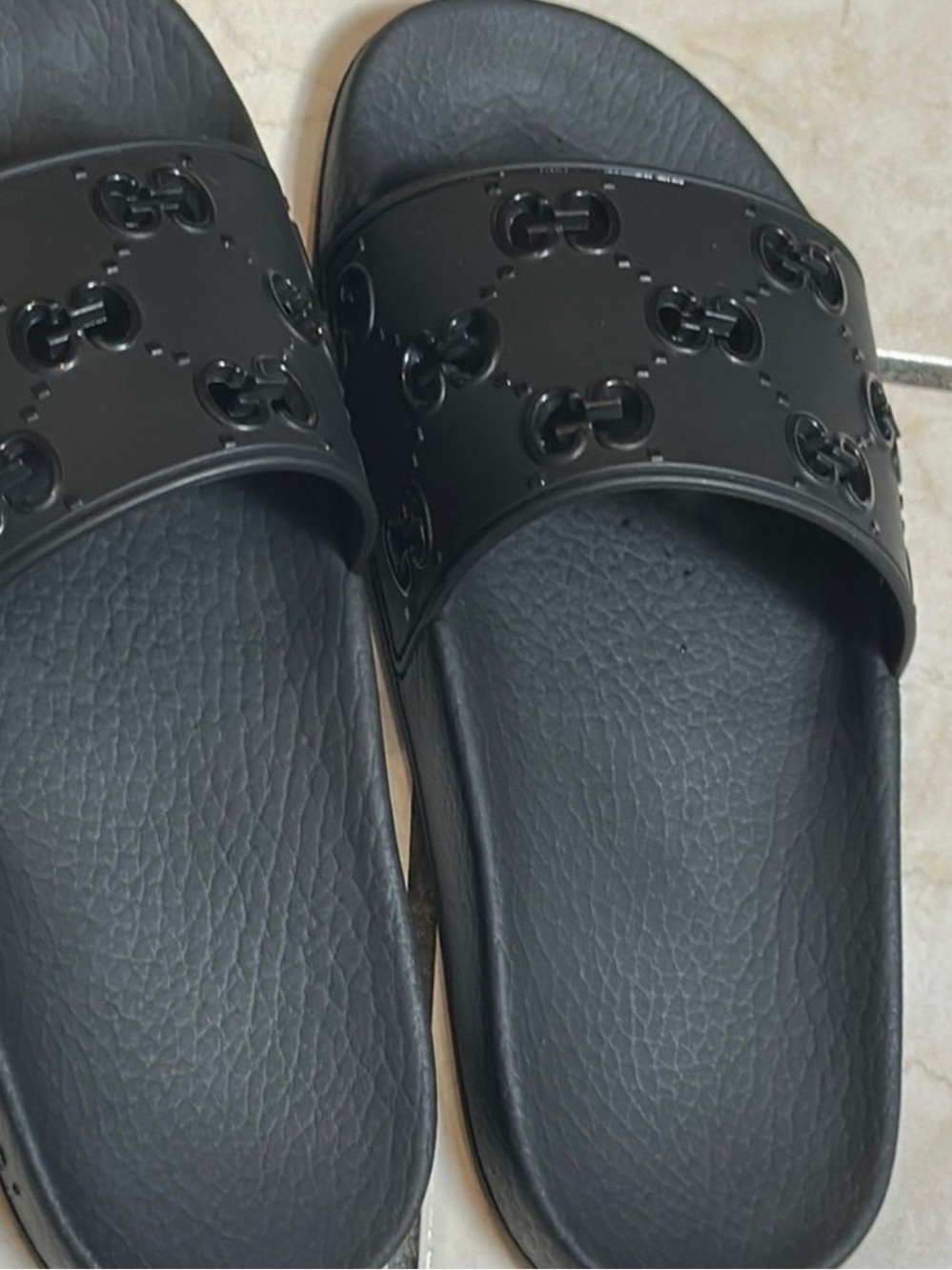 Gucci Black Kids Logo Slide Sandals